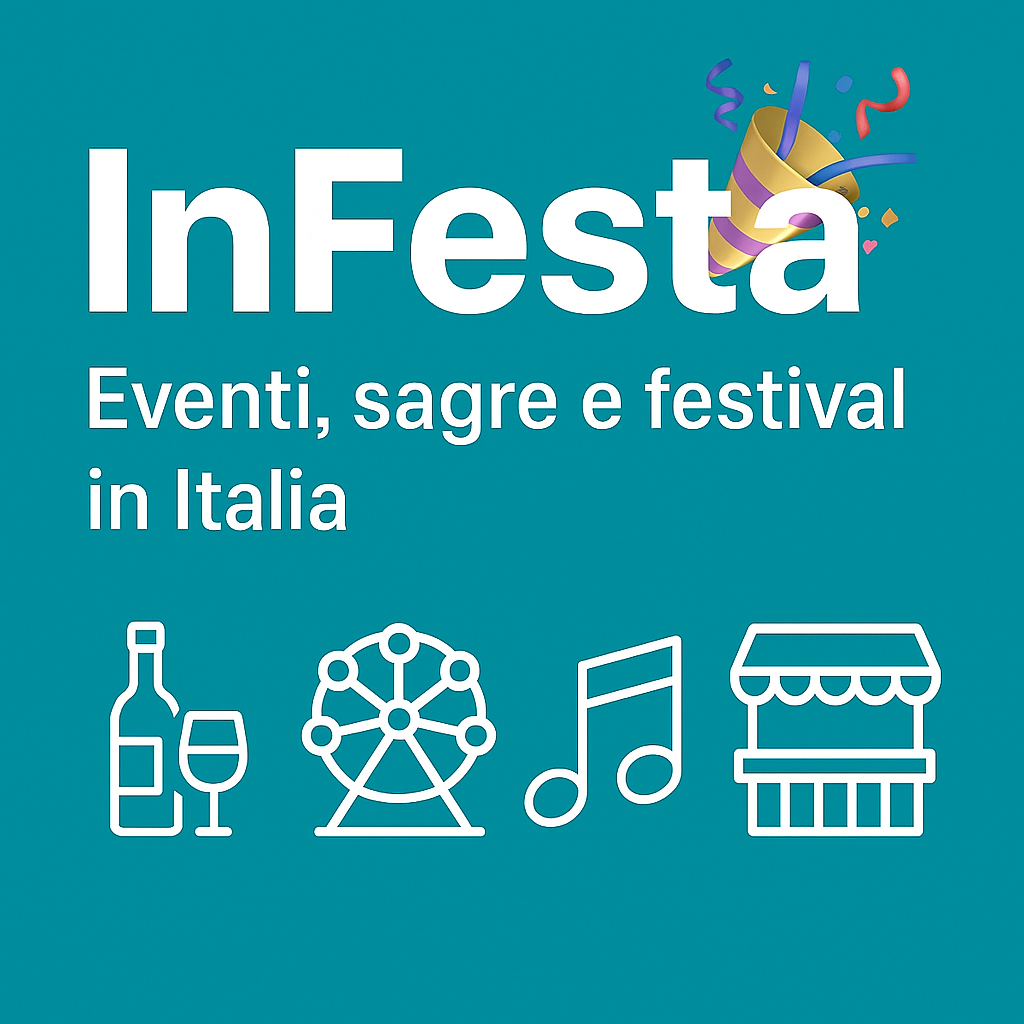Logo InFesta con la scritta «Eventi, sagre e festival in Italia» su fondo teal
